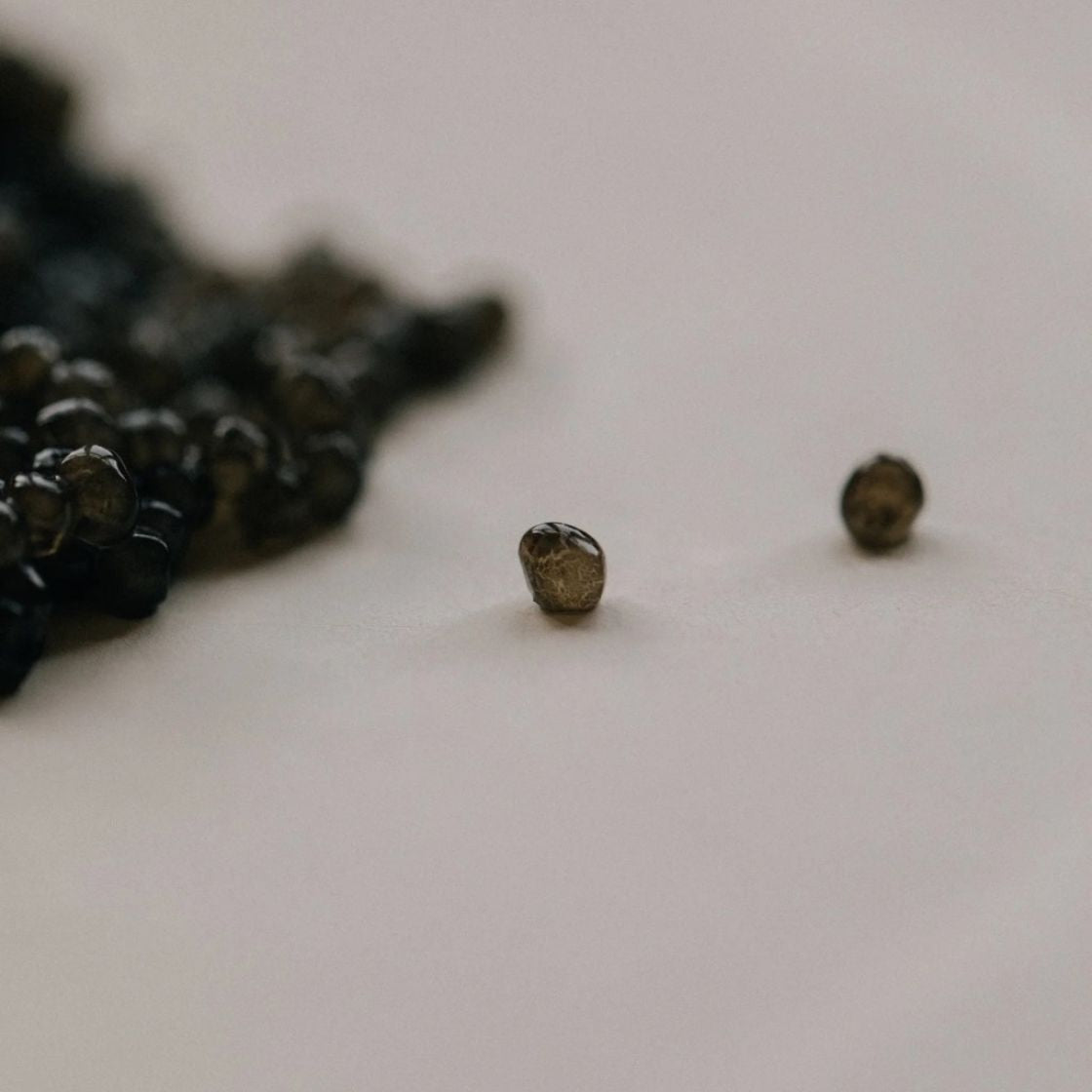 Huso huso Beluga caviar pearl texture detail — creamy, buttery sturgeon roe